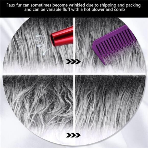 Faux Fur Fabric Christmas Fluffy Fuzzy Craft Fake Fur Cuts Shaggy Synthetic - Picture 3 of 7